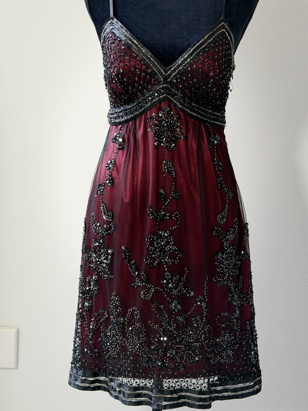 Vintage Sue Wong Embellished Burgundy Beaded Evening Dress - Picture 2 of 14